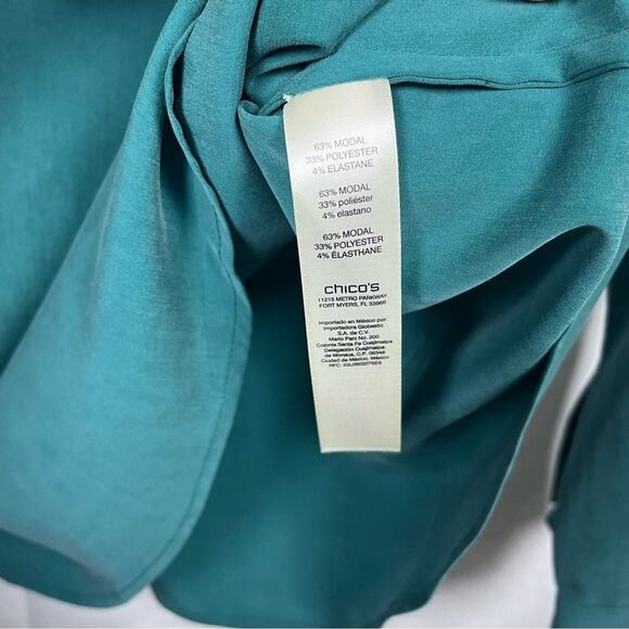 Chicos Teal Silk Soft Lace Up Tunic Womens Size 3 XL NEW - Picture 4 of 7